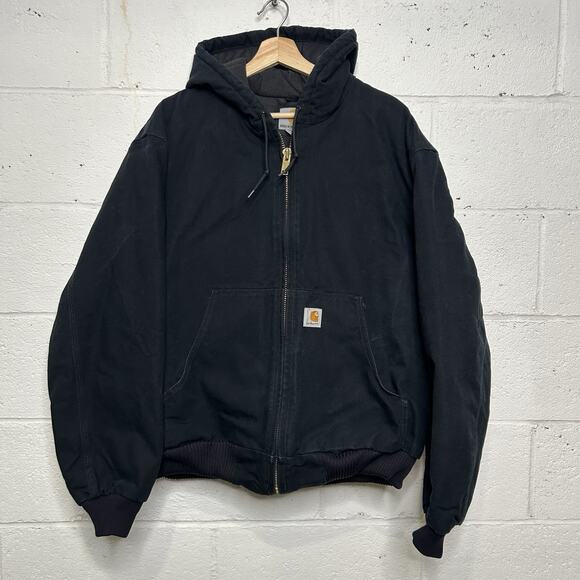 Vintage Carhartt Quilted Hooded Active Jacket “Black” J140 - Picture 1 of 9